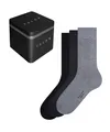 Produktbild: FALKE Herren Socken Happy Box Uni Multipack M So Baumwolle einfarbig 3 Paar, Mehrfarbig Black Grey Mix 0010, 39-42