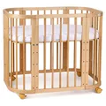 Produktbild: Waldin Babybett 5in1, Beistellbett aus Holz, Matratze, Belüftet