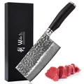 Produktbild: Wakoli EBO Damast BBQ & Blockmesser I 17,5 cm Klinge I schwarzer Eichenholzgriff