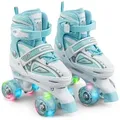 Produktbild: Apollo Rollschuhe LED Rollschuhe größenverstellbar Super Quads X-Pro, größenverstellbare Roller Skates für Mädchen und Jungen - Größen 31-42 blau S (31-34)