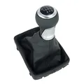 Produktbild: L&P A258-1 Leder Schalthebel Schaltsack Schaltmanschette Schwarz Schaltknauf 6 Gang 12mm kompatibel mit Audi A4 B8 A5 8T Q5 8R Knauf Schaltknopf Knopf Plug Play Ersatzteil für 8K0863278