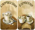 Produktbild: WENKO Herd-Abdeckplatte Universal Modell Kaffee, Glas, (Set, 2 tlg), Herdabdeckung für alle Herdarten, kratzfest, mit rutschfesten Füßen
