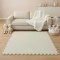 Produktbild: LittleTom Spielmatte Baby Puzzlematte ab 0 Monate – 18 Teile à 30x30 cm Krabbel- & Bodenmatte für Kinderzimmer & Outdoor - Kinder Matte beige 180x90 cm – Eva Schaumstoff Teppich Isomatte BPA-frei
