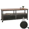 Produktbild: Mendler Lowboard HWC-N28, TV-Rack, Rollen 2 Fächer, 3D-Struktur Industrial Retro Metall Holz 55x130x36cm - schwarz, braun