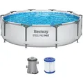 Produktbild: Steel Pro MAXTM Frame Pool Set mit Filterpumpe Ø 305 x 76 cm, lichtgrau, rund