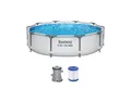 Produktbild: Bestway Framepool Steel Pro MAX™ Frame Pool Set mit Filterpumpe Ø 305 x 76 cm, lichtgrau (Set)