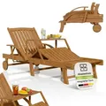 Produktbild: Juskys® Sonnenliege SunScape Natur, Akazie Holz mit klappbarem Tisch - 196x72,5x30 cm