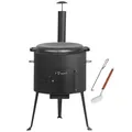 Produktbild: BBQ-Toro Gusseisen Kazan mit Kazan Ofen Ø 44 cm | 19 L Gusstopf mit Deckel, Gusseisentopf | Gulaschkessel, Feuerkessel, Outdoor Ofen | Feuer-Ofen, Eintopfofen, Feuerstelle, Außenküche, Utschak