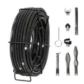 Produktbild: VEVOR Rohrreinigungsspirale 30 m x 16 mm, professionelles Rohrreinigungskabel mit 7 Schneidern für 20-100 mm Rohre, Hohlkern-Kanalisationsspirale für Spüle, Bodenablauf, Toilette
