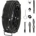 Produktbild: VEVOR Rohrreinigungsspirale 30 m x 16 mm, professionelles Rohrreinigungskabel mit 7 Schneidern für 20-100 mm Rohre, Hohlkern-Kanalisationsspirale ...