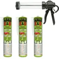 Produktbild: Petec 3x K & D Kleben und Dichten Weiss 310ml + Ausdrückpistole