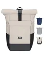 Produktbild: LARKSON Rucksack Damen & Herren Beige Grau - No 4 Large - Rolltop Backpack 21 L mit 16 Zoll Laptopfach Uni, Arbeit & Fahrrad - Großer Reiserucksack mit Trolley Strap