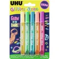 Produktbild: UHU Glitzerkleber Glitter Glue, Glow in the Dark, 5 Farben sortiert, je 10ml
