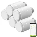 Produktbild: revolt Thermostat Alexa: 5er-Set ZigBee-Heizkörperthermostate, weltweite App-Steuerung, Display (Heizkörper-Thermostat App, ZigBee &, Toilette)