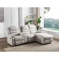 Produktbild: Rechtes Ecksofa mit Relaxfunktion aus beigem Stoff MACEDONIA - Beige