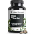 Produktbild: natural elements Haar Vitamine – 180 Kapseln – hochdosiert mit Keratinhydrolysat, Biotin, Selen, Zink, Hirseextrakt, B-Vitaminen & mehr – für Haare, Haut & Nägel* – laborgeprüfte Qualität