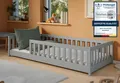 Produktbild: Kids Collective Kinderbett Bodenbett Bett mit Rausfallschutz & Lattenrost Montessori Bett Kinder (weitere Größen 80x180, 90x190, 90x200, 120x200, 140x200 cm), Jugendbett Einzelbett Aschgrau Kiefer 80x160 cm
