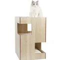 Produktbild: CanadianCat Company | Premium Katzenbett, Katzenhöhle Cat Castle Katzenturm mit Katzenhöhlen aus Holz, inkl. 3 Liegekissen, dunkelgrau, 50 x 50 x 80 cm