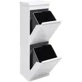 Produktbild: ARREGUI Top CR221-B Recycling Abfalleimer / Mülleimer aus Stahl mit Aufbewahrungsbox mit Deckel, 2 Fach Mülltrennsystem, 2 x 17L (34L), weiß