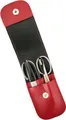 Produktbild: 3-teiliges Solingen Maniküre Set mit Leder Etui, Nagelschere, Feile, Pinzette, Made in Germany (Rot)