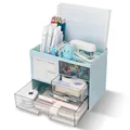 Produktbild: RISEMART Schreibtisch-Organizer mit 3 Schubladen und multifunktionaler Stifthalter, 5-Fach-Aufbewahrung für Büro und Zuhause, Blau