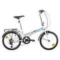 Produktbild: Multibrand PROBIKE Folding 20 Zoll Klapprad, Faltrad,6 Gang, Herren-Fahrrad & Jungen-Fahrrad, Schutzbleche, geeignet ab 155 cm - 185 cm (Weiß-Blau-Glanz)