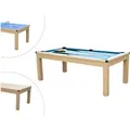 Produktbild: Vente-unique Billardtisch Balthazar Blau  Naturfarben Hell 213.4 cm