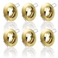 Produktbild: 6x SET Einbaustrahler + GU10 für 230V gold Schwenkbar rund Einbau Spots Decken Strahler Leuchte Spots Deckenleuchte Lampe Einbauleuchte Einbaurahmen 104S-TP GD
