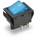 Produktbild: Wippenschalter 2-pol., I-0, blau beleuchtet, 26x22 mm - Blau
