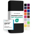 Produktbild: Jacobson Spannbettlaken aus 100% Baumwolle, Jersey Bettlaken 160 g/m2, Spannbetttuch mit Gummizug, OEKO-TEX®, pflegeleicht, viele Farben schwarz 120 - 130 cm x 200 cm