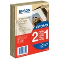 Produktbild: Epson Premium Glossy Photo Paper – 2 für 1, 100 x 150 mm, 255 g/m2, 80 Blatt, 156 x 107 x 15 mm, 100 x 150 mm, 255 g - Weiß