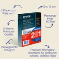 Produktbild: Epson Premium Glossy Photo Paper 100 x 150 mm 255 g/m² 40 Blatt