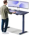 Produktbild: Desktronic HomeOne Elektrisch höhenverstellbarer Schreibtisch 140x70cm Blau/Blau mit Memory-Funktion, Anti-Kollisions Technologie, USB-A und USB-C-Ladeanschlüssen