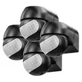 Produktbild: conecto Infrarot Bewegungsmelder innen+außen Aufputz Wand LED 180° schwenkbar neigbar IP44 Dämmerungssensor (4er Set), schwarz