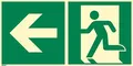 Produktbild: Notausgang links, Aluminium, langnachleuchtend 55/8 mcd, 400 x 200 mm gemäß ASR A1.3 / ISO 7010 E001, Rettungszeichen Schild, 40 x 20 cm