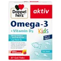 Produktbild: Doppelherz Omega-3 + D3 Kids - Vitamin D wird für ein gesundes Wachstum & eine gesunde Entwicklung der Knochen bei Kindern benötigt - 27 Gel-Tabs