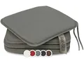 Produktbild: ZOLLNER 4er Set Sitzkissen in 38x38cm - gemütliche Stuhlkissen mit Bindebänder - waschbar bis 30°C - in grau - Oeko Tex® Zertifiziert