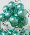 Produktbild: AULE Luftballons Türkis Metallic Helium: 42 Stück 12 Zoll Grün Konfetti Luftballon Latex Ballons Geburtstagsdeko Deko für Geburtstag Dschungel Dinosaurier
