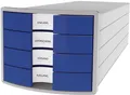 Produktbild: Schubladenbox IMPULS - A4/C4, 4 geschlossene Schubladen, lichtgrau/blau