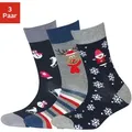 Produktbild: Socken H.I.S, Damen, Gr. 35-38, bunt (marine, grau, rot, gemustert), Baumwollmischung, gemustert, lustiges Design, elastisch, Socken Socken, mit Weihnachts-Design