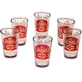 Produktbild: Orientalische verzierte Teegläser Set 6 Gläser Marrakesch Rot Gold | Marokkanische Tee Gläser Set 6 teilig Deko orientalisch | 6 x Orientalisches Marokkanisches Teeglas verziert | Farben auswählen