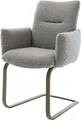 Produktbild: DELIFE Polsterstuhl Jova-Flex, mit Armlehnen Freischwinger flach Effektfinish Titan Bouclé Silbergrau