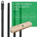 Produktbild: Schrubber aus Holz mit Borsten Wischer mit Gewinde und Steckstiel vierteilig - Scheuerbürste Union Boden-Bürste Ideal Reinigung von Balkon Terrasse