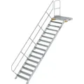 Produktbild: Treppe Mit Plattform 45° Stufenbreite 1.000 Mm 16 Stufen Aluminium Geriffelt - 600476 - Günzburger Steigtechnik