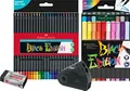 Produktbild: Faber-Castell - Buntstifte Blackwood, 24er Etui, leuchtende Farben mit weichem Abstrich, schwarzes Holz (24er Malset) inkl. Filzstift Black Edition 20er, Spitzdose Sleeve und Radierer Dust-free