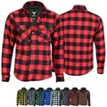 Produktbild: BULLDT Motorradjacke BLD1201 (mit 4 CE-Protektoren) BULLDT Herren Motorradhemd Holzfäller-Look Hemd rot 52/L
