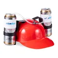 Produktbild: Relaxdays 10022789_47 Party Trinkhelm, Helm mit Schlauch, für 2 Dosen Bier, Spaßartikel Fasching u. Fußball, lustiger Bierhelm, rot, Unisex – Erwachsene, 1 Stück