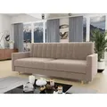 Produktbild: Sofnet Schlafsofa Sara, mit Schlaffunktion und Bettkasten, Bettsofa mit Holzfüße und Wellenfeder beige