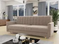 Produktbild: Schlafsofa Sara - Sofa mit Bettkasten und Schlaffunktion, Bettsofa, Schlafcouch mit Holzfüße, Velours (Beige (Paros 02))