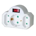 Produktbild: Mehrfachsteckdose, Steckdosenadapter 3-Fach mit Schalter 1 x Schuko 2x Eurosteck
